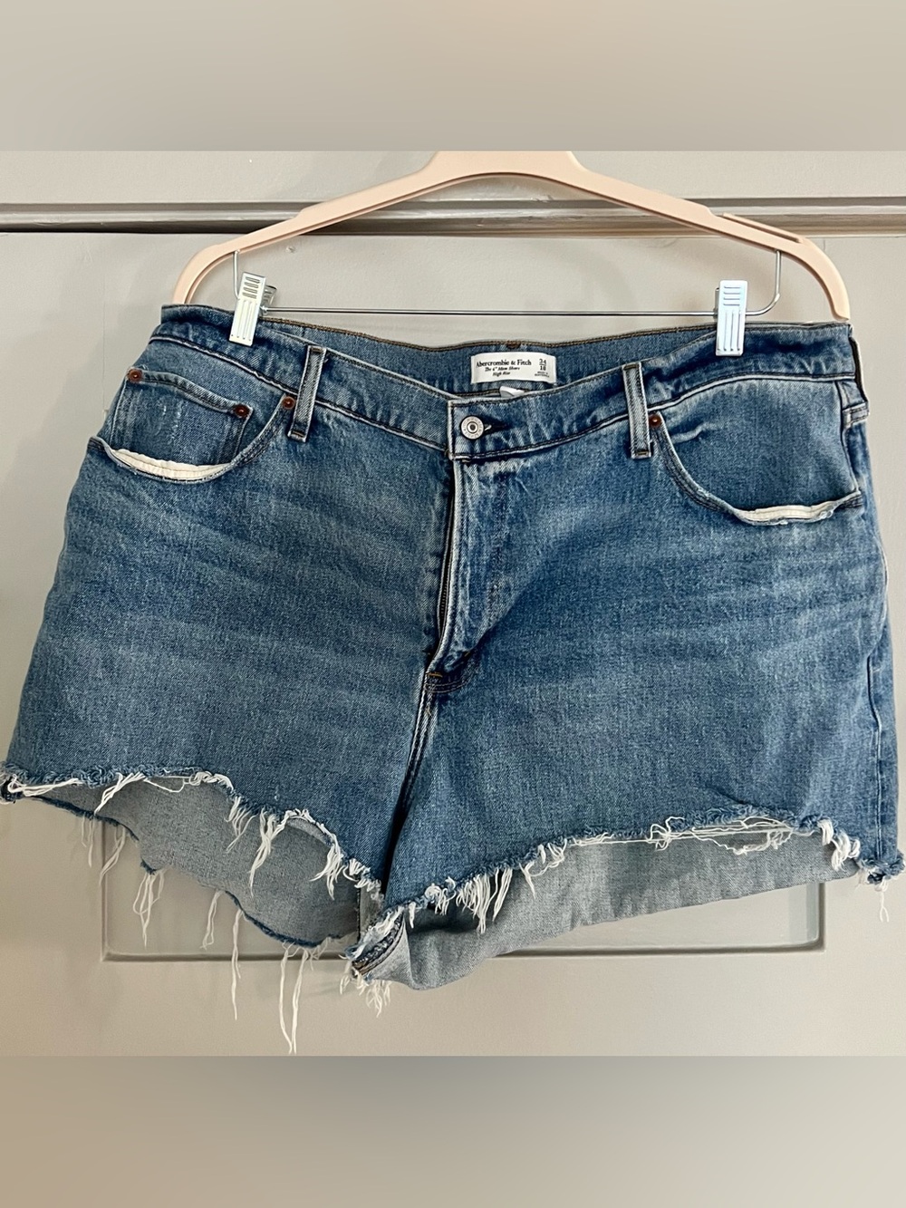 Abercrombie & Fitch "The 4" Mom Short High Rise" denim shorts